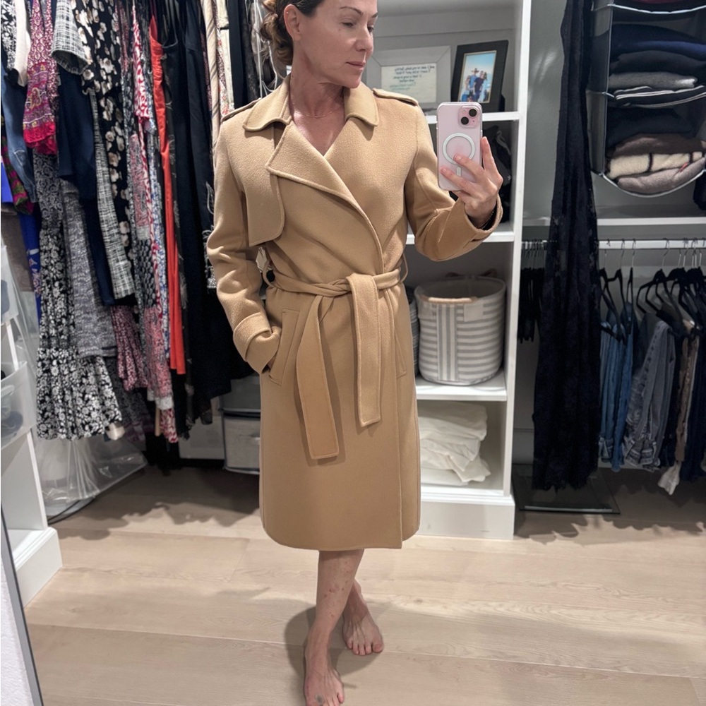 Theory Camel Trench Coat Petite Classic Belted DEADSTOCK